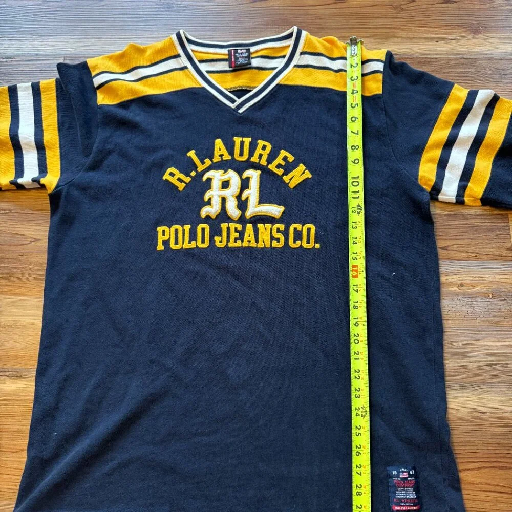 Vintage Ralph Lauren Polo Jeans Co Pullover LS 3D Hockey Football Style Sz Large